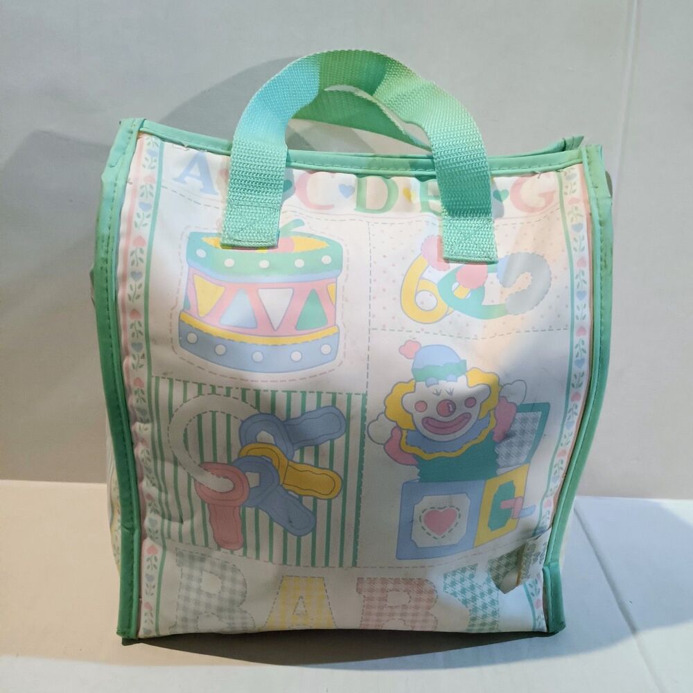 Vintage Baby Boom Pastel Toys Vinyl Diaper Bag Tote-90s-Still In Diapers